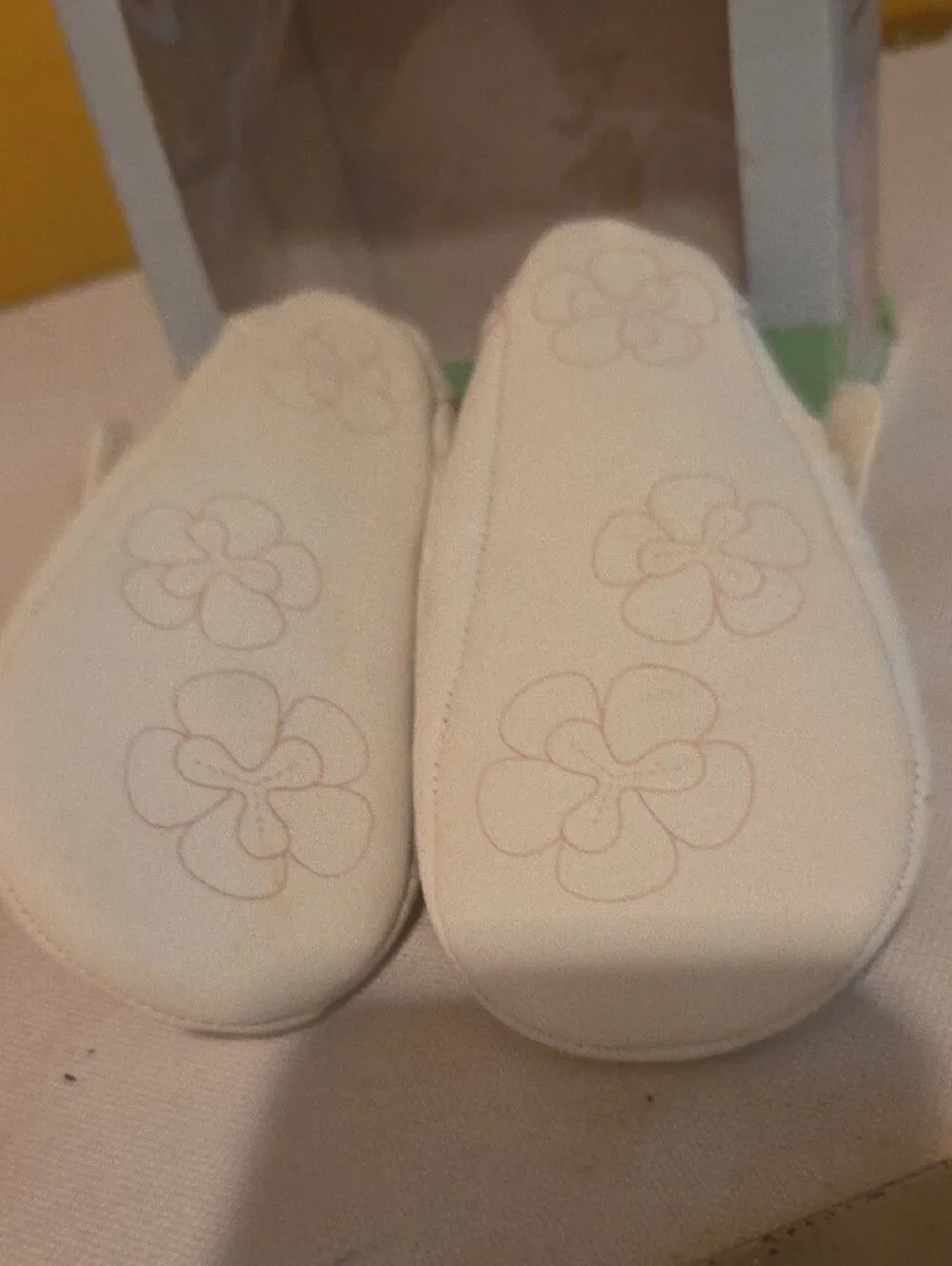 NWT Baby Girls Cream Mary Jane Shoes with Pink Flower Accent